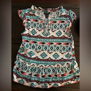 Wrangler Women's Aztec Print Blouse - Blue and Red